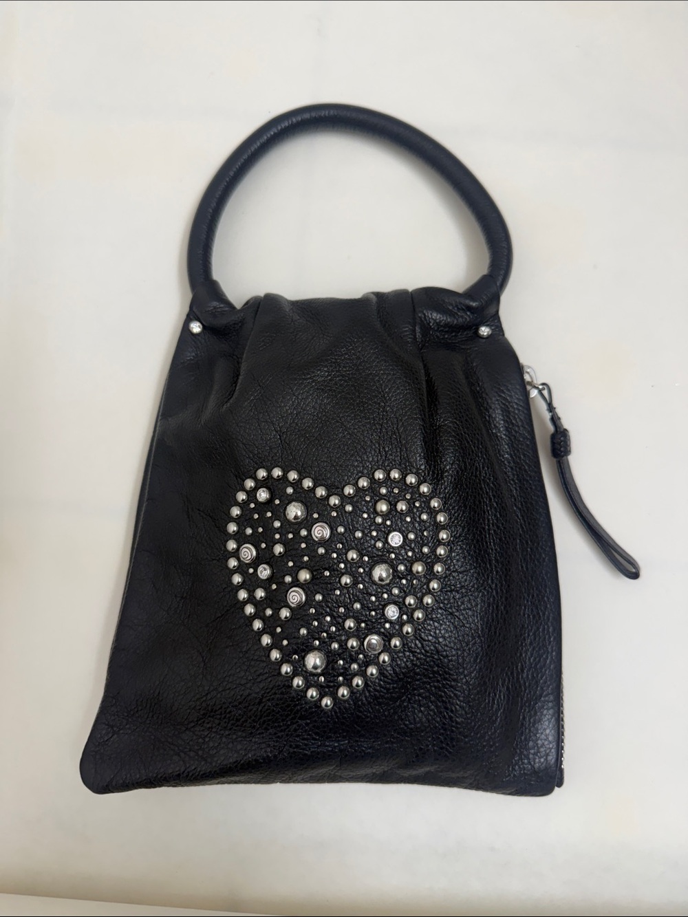 Brighton Black Studded Heart Leather Handbag